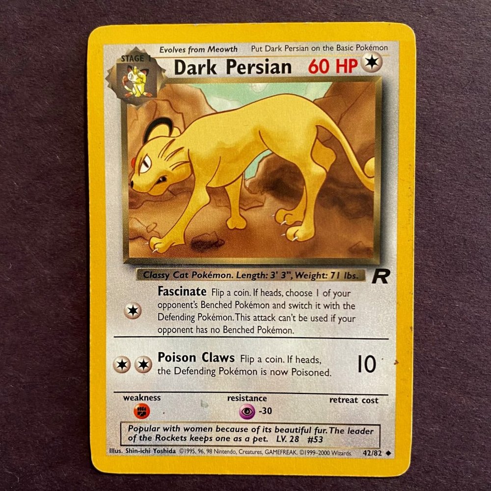 Dark Persian 42/82 Original Pokemon Card